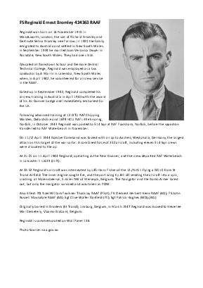 A preview of a PDF biography for Bromley, Reginald Ernest